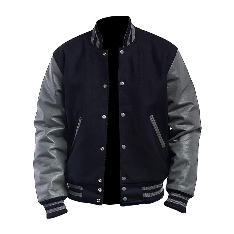 Black with Gery Varsity Jacket