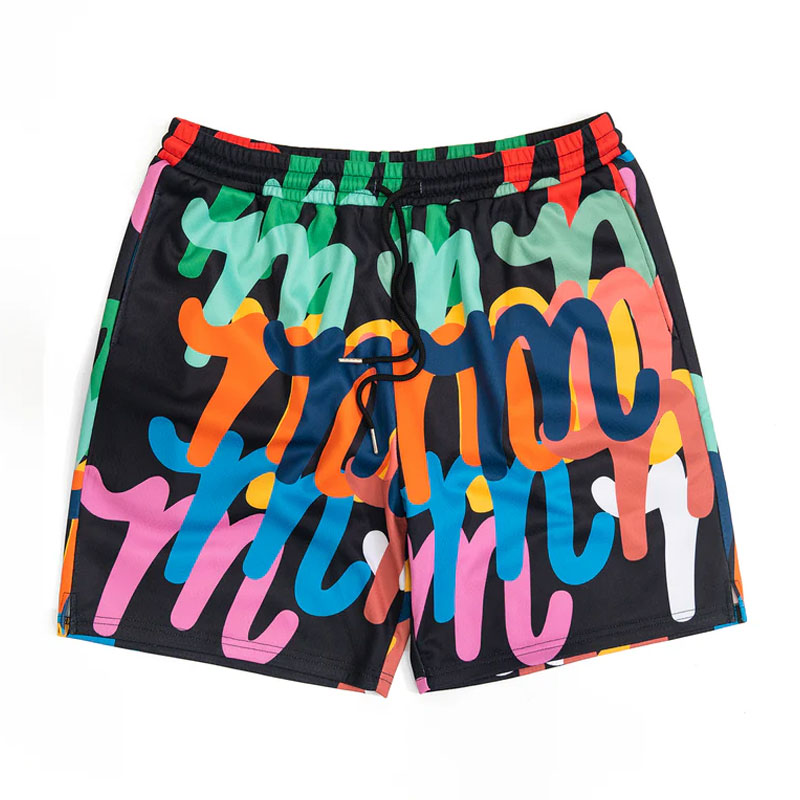 Black with Writing Mesh Short