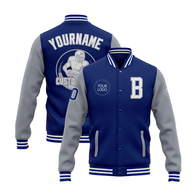 Navy Blue with Grey Varsity Jacket