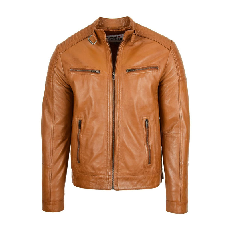 Orange Brown Leather Jacket