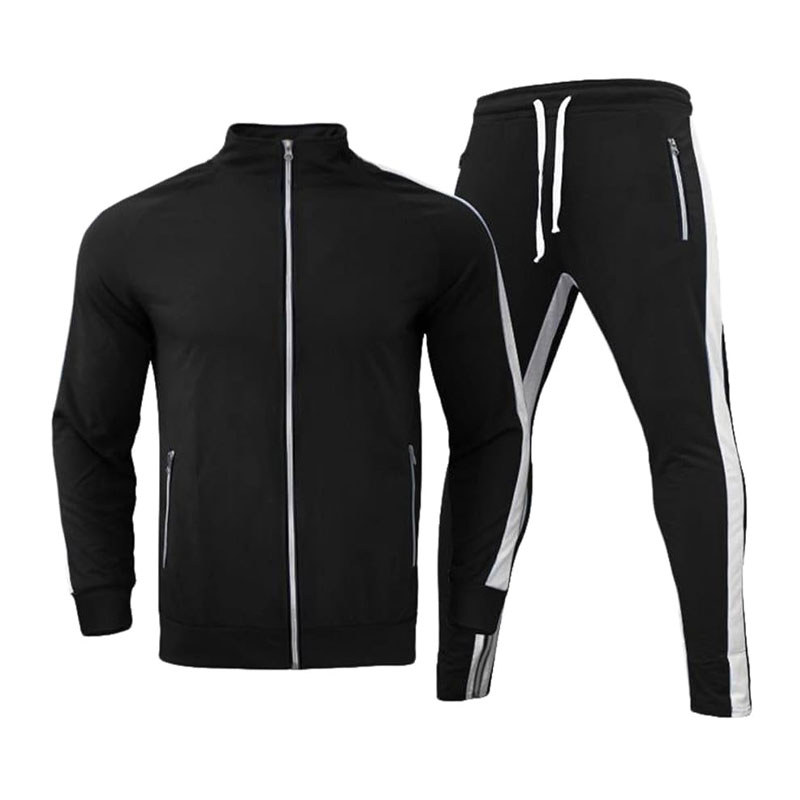 Black with White Lines Sweat Suit