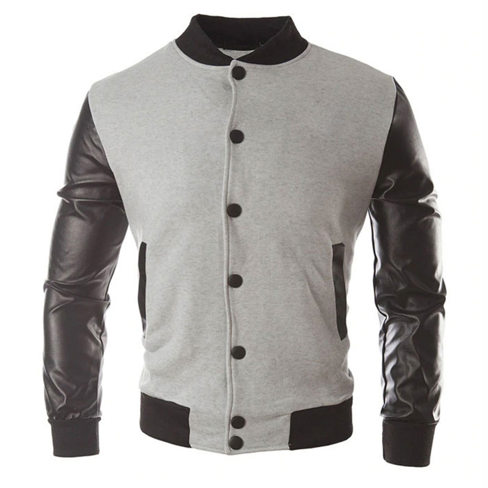 Light Grey with Black Varsity Jacket